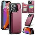 thumbnail image 1 of Allytech Business Wallet Case for iPhone 16 Plus with Credit Card Holder, [RFID Blocking] [Camera Screen Protection] PU Leather Magnetic Clasp Kickstand Shockproof Protective Case - Winered, 1 of 9