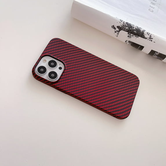 Allytech Carbon Fiber Pattern Case for Apple iPhone 12 Pro Max 6.7 inch,Lightweight Slim Fit Scratch Resistant Hybrid Rubber Back Case Cover,Red
