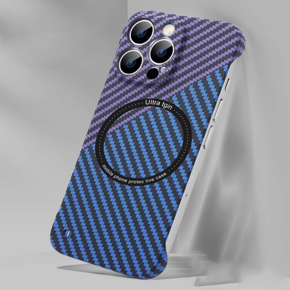 Allytech Carbon Fiber Texture Magsafe Case Compatible with iPhone 11 Pro,Real Carbon Fiber Matte Aramid Slim Light Shockproof Case for iPhone 11 Pro,Purple