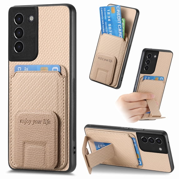 Allytech Card Holder Back Cover Case for Samsung Galaxy S20 FE 5G/ S20 Lite, PU Leather TPU Hybrid Kickstand Anti-Scratch Shockproof Slim Vintage Phone Case for Galaxy S20 FE/S20 Lite, Khaki