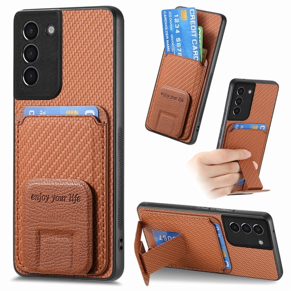 Allytech Card Holder Back Cover Case for Samsung Galaxy S20 Plus, PU Leather TPU Hybrid Kickstand Anti-Scratch Shockproof Slim Vintage Phone Case for Galaxy S20 Plus, Brown