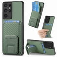 thumbnail image 1 of Allytech Card Holder Back Cover Case for Samsung Galaxy S21 Ultra, PU Leather TPU Hybrid Kickstand Anti-Scratch Shockproof Slim Vintage Phone Case for Galaxy S21 Ultra, Green, 1 of 8