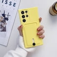 thumbnail image 1 of Allytech Card Holder Case Compatible with Samsung Galaxy S21, [Full Camera Lens Protection] Thin & Light Fashion Solid Color Soft TPU Shockproof & Anti-Scratch Case for Women Men - Yellow, 1 of 8