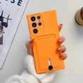thumbnail image 1 of Allytech Card Holder Case Compatible with Samsung Galaxy S24, [Full Camera Lens Protection] Thin & Light Fashion Solid Color Soft TPU Shockproof & Anti-Scratch Case for Women Men - Orange, 1 of 8