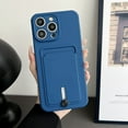 thumbnail image 1 of Allytech Card Holder Case Compatible with iPhone 12 Pro, [Full Camera Lens Protection] Thin & Light Fashion Solid Color Soft TPU Shockproof & Anti-Scratch Case for Women Men - Darkblue, 1 of 10