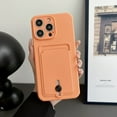 thumbnail image 1 of Allytech Card Holder Case Compatible with iPhone 13, [Full Camera Lens Protection] Thin & Light Fashion Solid Color Soft TPU Shockproof & Anti-Scratch Case for Women Men - Orange, 1 of 10