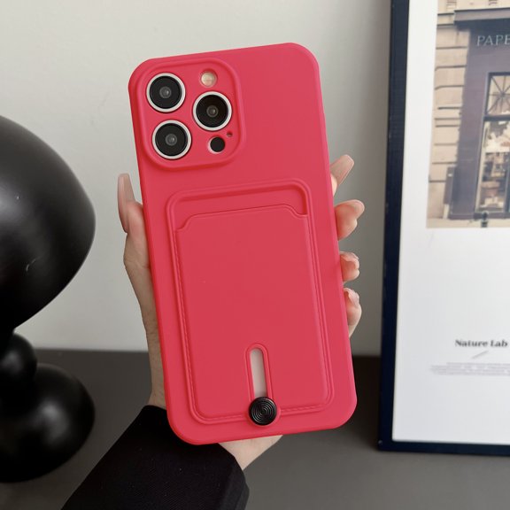 Allytech Card Holder Case Compatible with iPhone XS Max, [Full Camera Lens Protection] Thin & Light Fashion Solid Color Soft TPU Shockproof & Anti-Scratch Case for Women Men - Rose
