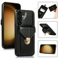 thumbnail image 1 of Allytech Card Holder Case for Samsung Galaxy S23 FE, Premium PU Leather Kickstand Case with Metal Anti-Theft Buckle & Shoulder Strap, Shockproof Drop Protection Comfortable Grip Case, Black, 1 of 7