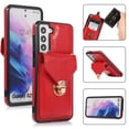 thumbnail image 1 of Allytech Card Holder Case for Samsung Galaxy S23 Plus, Premium PU Leather Kickstand Case with Metal Anti-Theft Buckle & Shoulder Strap, Shockproof Drop Protection Comfortable Grip Case, Red, 1 of 7
