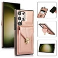 thumbnail image 1 of Allytech Card Holder Case for Samsung Galaxy S23 Ultra, Premium PU Leather Kickstand Case with Metal Anti-Theft Buckle & Shoulder Strap, Shockproof Drop Protection Comfortable Grip Case, Rosegold, 1 of 7