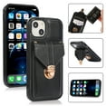 thumbnail image 1 of Allytech Card Holder Case for iPhone 14 Plus, Premium PU Leather Kickstand Case with Metal Anti-Theft Buckle & Shoulder Strap, Shockproof Drop Protection Comfortable Grip Case, Black, 1 of 7