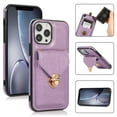 thumbnail image 1 of Allytech Card Holder Case for iPhone 14 Pro, Premium PU Leather Kickstand Case with Metal Anti-Theft Buckle & Shoulder Strap, Shockproof Drop Protection Comfortable Grip Case, Purple, 1 of 7
