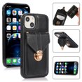 thumbnail image 1 of Allytech Card Holder Case for iPhone 15 Plus, Premium PU Leather Kickstand Case with Metal Anti-Theft Buckle & Shoulder Strap, Shockproof Drop Protection Comfortable Grip Case, Black, 1 of 7