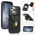 thumbnail image 1 of Allytech Card Holder Case for iPhone 15 Pro, Premium PU Leather Kickstand Case with Metal Anti-Theft Buckle & Shoulder Strap, Shockproof Drop Protection Comfortable Grip Case, Black, 1 of 7