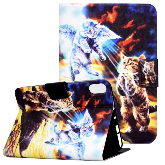 Allytech Case for A2567/A2568/A2569, iPad Mini 6 Cover, Colorful Premium PU Leather Slim Stand Folio Book Style Card Slots Wallet Case With Auto Wake Sleep for iPad Mini 6th Gen 2021, Angel Cats