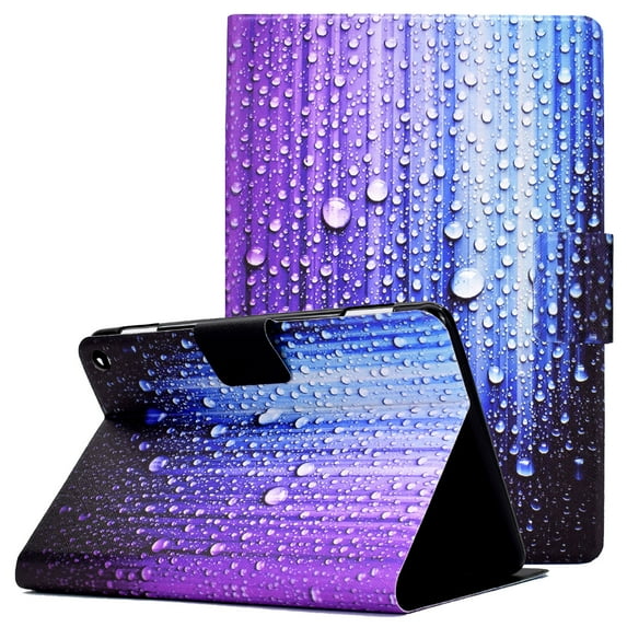Allytech Case for All-New Kindle Fire HD 10.1 inch 11th Generation 2021 Release, PU Leather Stand Flip Cover with Card Slots Auto Sleep Wake for Fire HD 10 Plus 2021/Fire HD 10 2021, Water Droplets