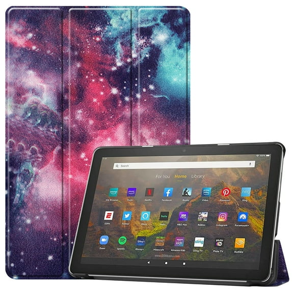 Allytech Case for All-new Kindle Fire HD 10 2021/ Fire HD 10 Plus (Only for 11th Generation 2021 Released), Ultra Slim Trifold Stand Auto Sleep Hard Back Shell Shockproof Case Cover, Galaxy