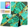 thumbnail image 1 of Allytech Case for Amazon Fire Max 11 Tablet (13th Generation, 2023) with Pen Holder & Card Slots, Multi-Angle Viewing Stand PU Leather Auto Sleep Wake Shockproof Flip Case, Gold Green Marble, 1 of 9