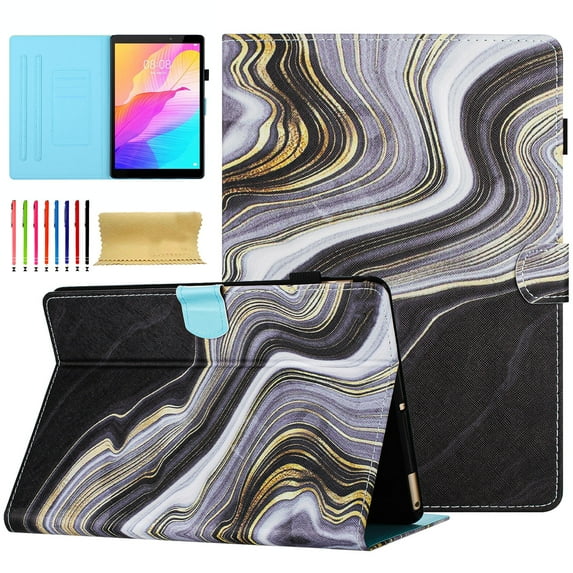 Allytech Case for Amazon Kindle Paperwhite 7th Gen 2015/10th Gen 2018 with Pen Holder & Card Slots, Multi-Angle Viewing Stand PU Leather Auto Sleep Wake Shockproof Flip Case, Black Gold Marble