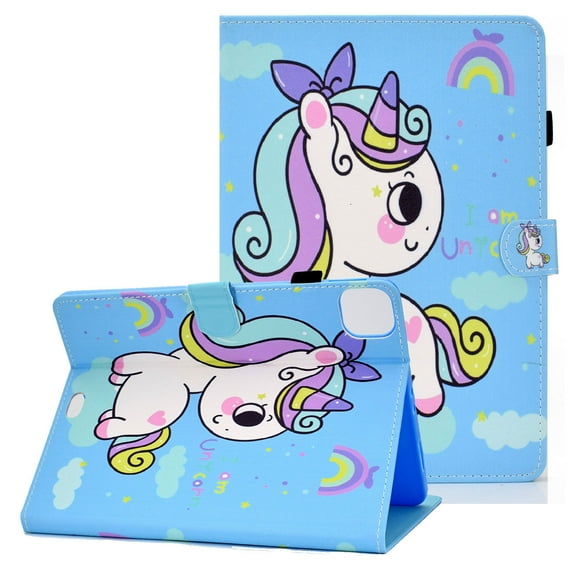 Allytech Case for Apple Air 10.9" 4th Gen 2020, iPad Pro 11" 2020/2018, PU Leather Multi Angle Stand Auto Sleep Wake Protection Pencil Holder Corner Protection Case for Apple iPad Air 4, Unicorn