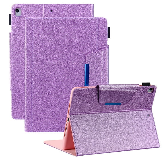 Allytech Case for Apple iPad 10.2" 8th 7th Gen/ iPad Air 3, Multi Angle Stand Document Pocket Business Type Folio Flip Auto Sleep Wake Shockproof Case Cover Compatible with Keyboard, Purple