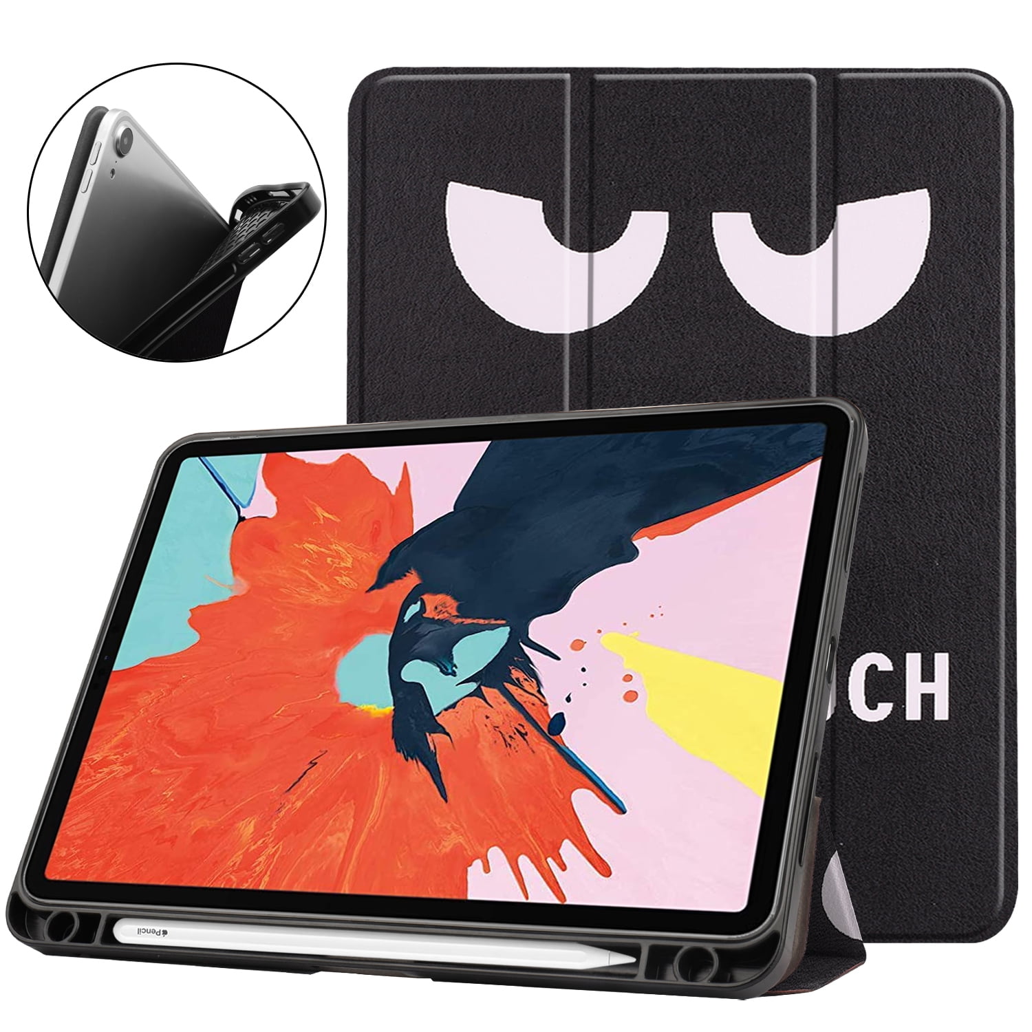 Allytech Case for Apple iPad 10.9" 2020 / iPad Air 4th Generation - Build-in Pencil Holder Ultra Thin Lightweight Shockproof Auto Sleep Wake Multi Angle Stand, Don't Touch