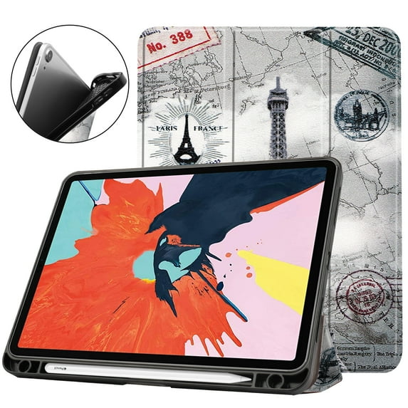 Allytech Case for Apple iPad 10.9" 2020 / iPad Air 4th Generation - Build-in Pencil Holder Ultra Thin Lightweight Shockproof Auto Sleep Wake Multi Angle Stand, Eiffel Tower
