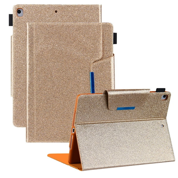 Allytech Case for Apple iPad 6th 5th Gen/ iPad Air 1 2, Multi Angle Stand Document Pocket Business Type Folio Flip Auto Sleep Wake Shockproof Case Cover Compatible with Keyboard, Gold