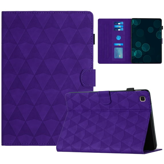 Allytech Case for Apple iPad Air 3/iPad Pro 10.5" 2019/2017, Embossed Pattern PU Leather Case with Card Slots & Pen Holder, Multi-Angle Viewing Stand Auto Sleep Wake Shockproof Flip Case, Purple