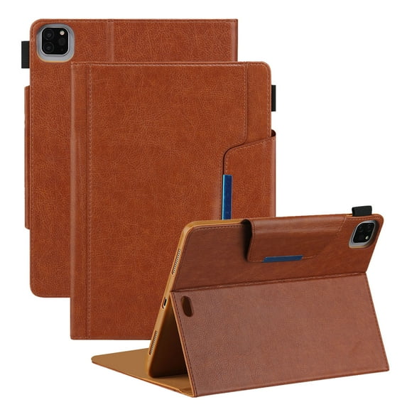Allytech Case for Apple iPad Air 4th Gen 10.9"/ iPad Pro 11 2021/2020/2018, Kickstand Document Pocket Business Type Folio Flip Auto Sleep Wake Shockproof Case Cover Compatible with Keyboard, Brown