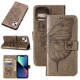 thumbnail image 1 of Allytech Case for Apple iPhone 14,Shockproof Butterfly & Flower Embossed Pattern PU Leather Wallet Case Magnetic Folio Flip Kickstand Cover with Card Slots Phone Cover with Wrist Strap,Gray, 1 of 9