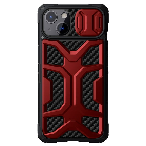 Allytech Case with Camera Cover for iPhone 13 6.1 Inch, Sliding Camera Lens Protection Military Grade Shockproof Armor Case, Anti-fall Airbag Impact Resistant for iPhone 13, Red