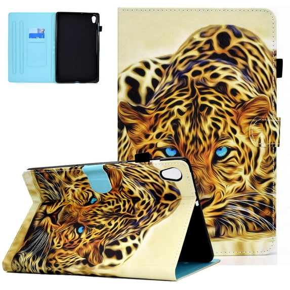 Allytech Case Comaptible with Lenovo Tab M10 HD 2nd Gen TB-X306X 10.1" 2020/ Smart Tab M10 HD 2nd Gen TB-X306F, PU Slim Shell Shockproof Back Trifold Stand Cover Case with Auto Wake/Sleep, Leopard