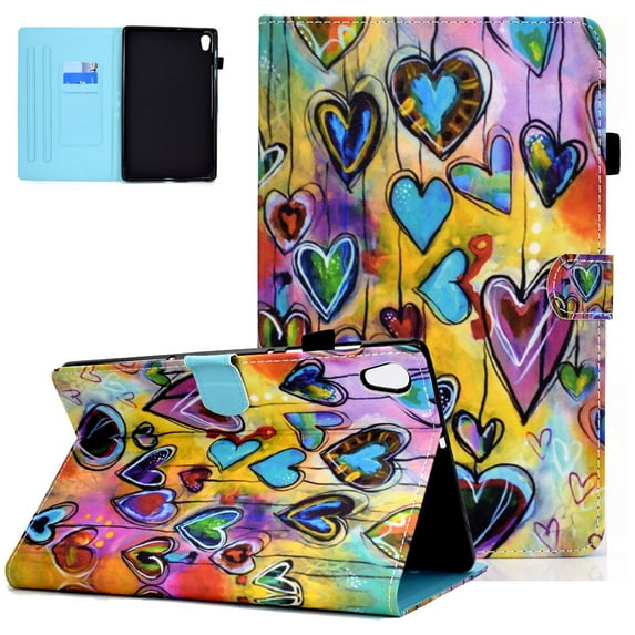 Allytech Case Comaptible with Lenovo Tab M10 HD 2nd Gen TB-X306X 10.1" 2020/ Smart Tab M10 HD 2nd Gen TB-X306F, PU Slim Shell Shockproof Back Trifold Stand Cover Case with Auto Wake/Sleep, Hearts
