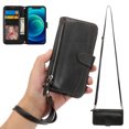 thumbnail image 1 of Allytech Case Compatible with Apple iPhone X/iPhone XS,Premium PU Leather Shockproof Magnetic Flip Holder Card Slots Wallet Zipper Pocket Phone Case with Crossbody Strap & Hand Strap,Black, 1 of 10