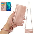thumbnail image 1 of Allytech Case Compatible with Apple iPhone X/iPhone XS,Premium PU Leather Shockproof Magnetic Flip Holder Card Slots Wallet Zipper Pocket Phone Case with Crossbody Strap & Hand Strap,Rosegold, 1 of 10