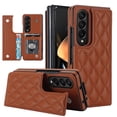 thumbnail image 1 of Allytech Case Compatible with Samsung Galaxy Z Fold4 with Card Slots, Slim Thin Luxury PU Leather Shockproof Double Buckle Kickstand Case for Samsung Galaxy Z Fold4 - Brown, 1 of 8