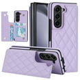thumbnail image 1 of Allytech Case Compatible with Samsung Galaxy Z Fold6 with Card Slots, Slim Thin Luxury PU Leather Shockproof Double Buckle Kickstand Case for Samsung Galaxy Z Fold6 - Purple, 1 of 8