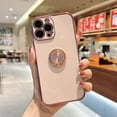 thumbnail image 1 of Allytech Case Compatible with iPhone 11 Pro ,Soft Rubber Protective Phone Case ,Luxury Shiny Ring Holder Electroplated Plating Rose Gold Edge Rotatable Magnetic Stand Case, Pink, 1 of 5