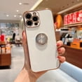 thumbnail image 1 of Allytech Case Compatible with iPhone 11 Pro ,Soft Rubber Protective Phone Case ,Luxury Shiny Ring Holder Electroplated Plating Rose Gold Edge Rotatable Magnetic Stand Case, White, 1 of 5