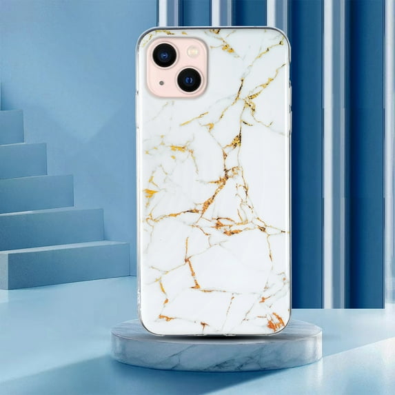 Allytech Case Compatible for iPhone 13 6.1 inch,Shockproof Flexible IMD Technology Soft TPU Stylish Marble Pattern Slim Phone Back Cover. For iPhone 13,White Marble