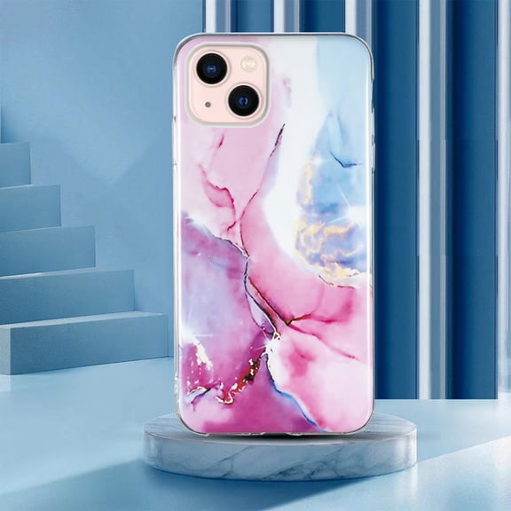 Allytech Case Compatible for iPhone 13 6.1 inch,Shockproof Flexible IMD Technology Soft TPU Stylish Marble Pattern Slim Phone Back Cover. For iPhone 13,Pink Marble
