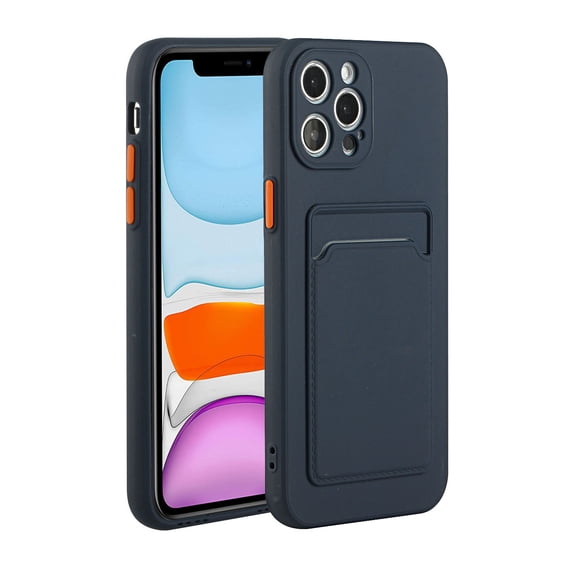 Allytech Case Compatible with Apple iPhone 14 Pro Max 2022(6.7 inch), Slim Thin Soft TPU Phone Cover with Credit Card Holder Slot on Back, Darkblue
