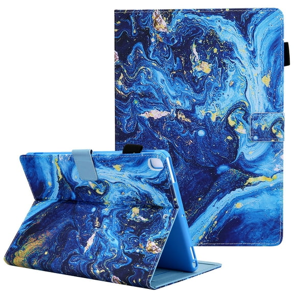 Allytech Case Cover for Apple iPad 9.7 6th 5th Gen 2018/2017/ iPad Air 9.7 1st 11nd Gen, PU Leather Folio Flip Stand Shockproof Auto Sleep Wake Inner TPU Back Cover with Pencil Holder, Blue Marble
