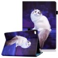 thumbnail image 1 of Allytech Case Fit for iPad Mini 5 2019(5th Gen 7.9 inch), iPad Mini 4/Mini 3/Mini 2/Mini 1st Gen Cover, Multi-Angle Viewing Stand [Auto Sleep/Wake] Shockporoof Folio Cover for iPad Mini, White Cat, 1 of 8