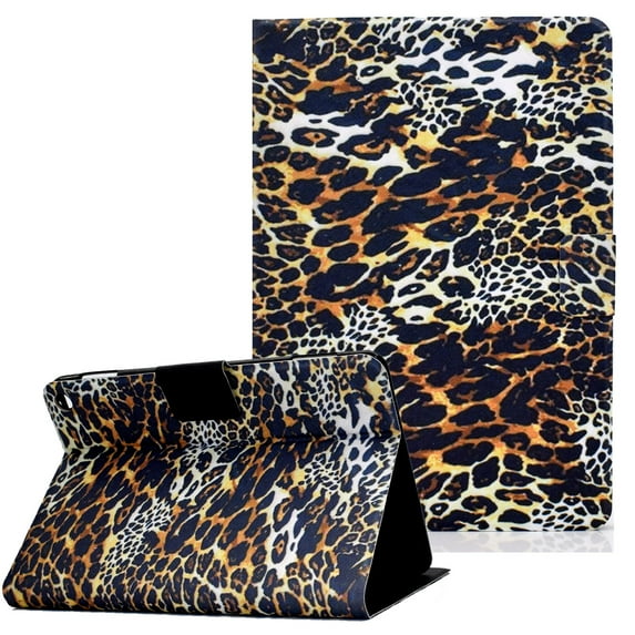 Allytech Case Fits for All-New Fire HD 10 Plus 2021(11th Gen), Fire HD 10.1" 2021 Case, Premium PU Leather Folding Stand Wallet Case with Auto Sleep Wake for Fire HD 10.1" 2021, Leopard
