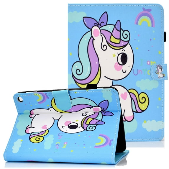 Allytech Case Fits for All-New Fire HD 10 Plus 2021(11th Gen), Fire HD 10.1" 2021 Case, Premium PU Leather Folding Stand Wallet Case with Auto Sleep Wake for Fire HD 10.1" 2021, Small Unicorn