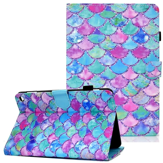 Allytech Case Fits for All-New Fire HD 10 Plus 2021(11th Gen), Fire HD 10.1" 2021 Case, Premium PU Leather Folding Stand Wallet Case with Auto Sleep Wake for Fire HD 10.1" 2021, Color Scales