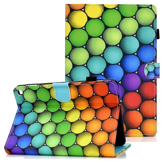 Allytech Case Fits for All-New Fire HD 10 Plus 2021(11th Gen), Fire HD 10.1" 2021 Case, Premium PU Leather Folding Stand Wallet Case with Auto Sleep Wake for Fire HD 10.1" 2021, Rainbow Balls