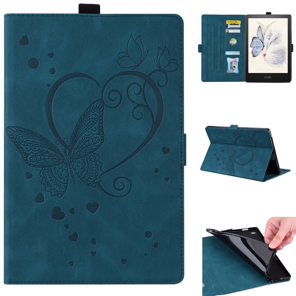 Allytech Case Fits for All-New Kindle Paperwhite (11th Gen), Paperwhite 2021 6.8" Case, Premium PU Leather Folding Stand Wallet Case with Auto Sleep Wake for Amazon Paperwhite 11th Gen 2021, Blue
